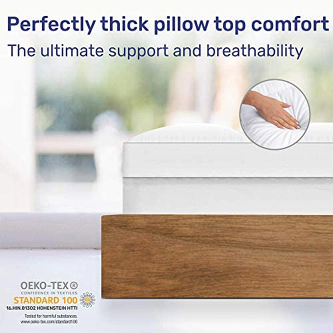 High Quality Full Size Quilted Fitted Bamboo Mattress Pad Twin Queen King Hypoallergenic Waterproof Anti Mite Jacquard Hotel Mattress Topper